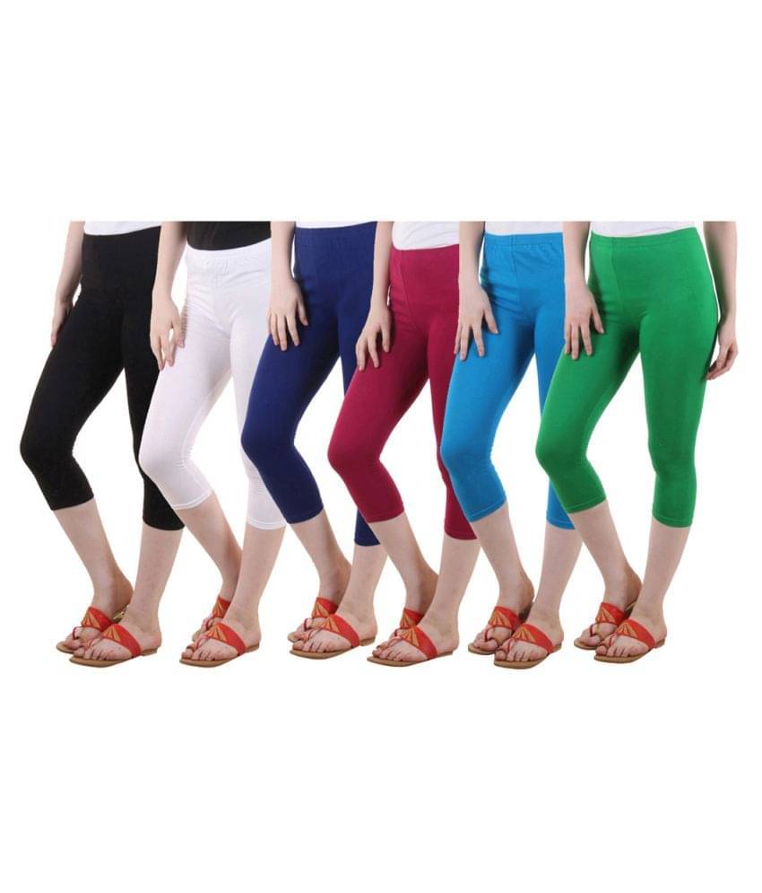     			Diaz Multi Color Cotton Lycra Capris