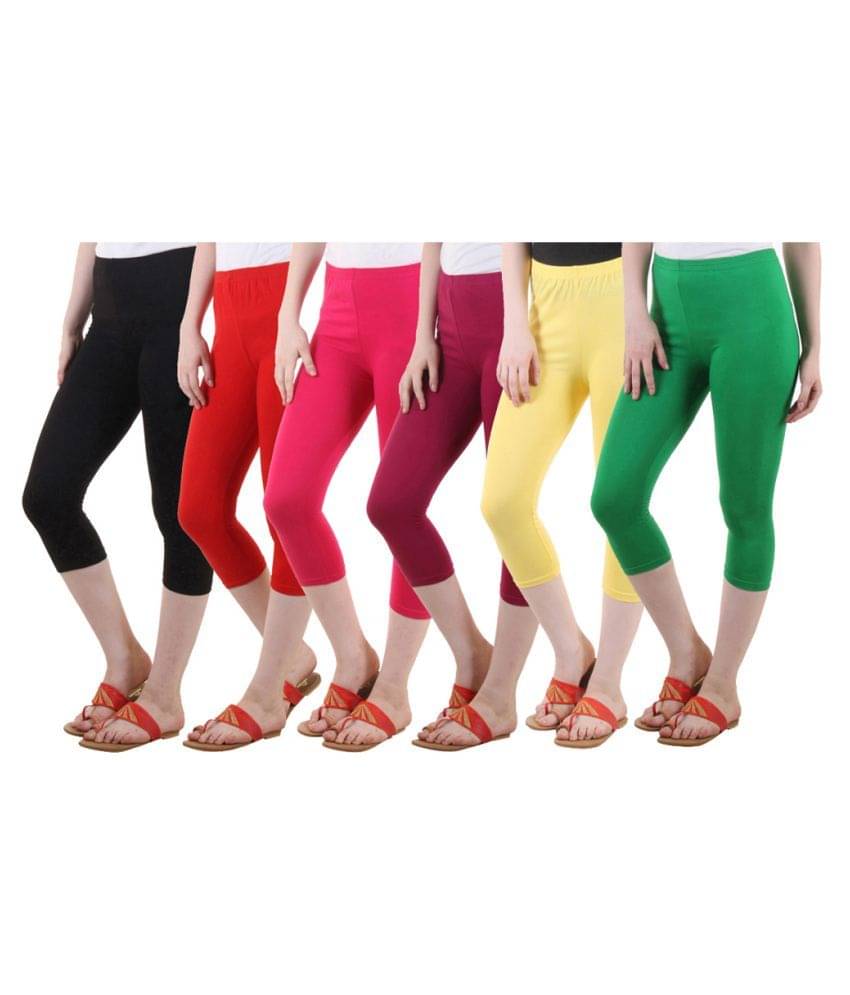     			Diaz Multi Color Cotton Lycra Capris