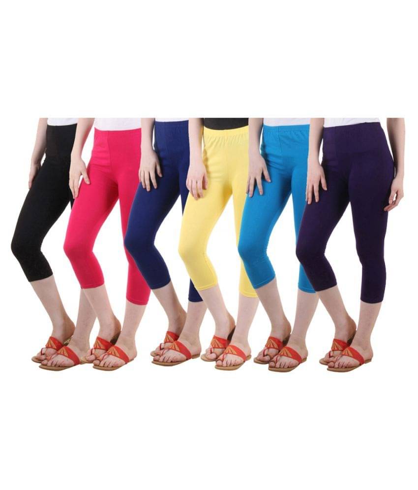     			Diaz Multi Color Cotton Lycra Capris