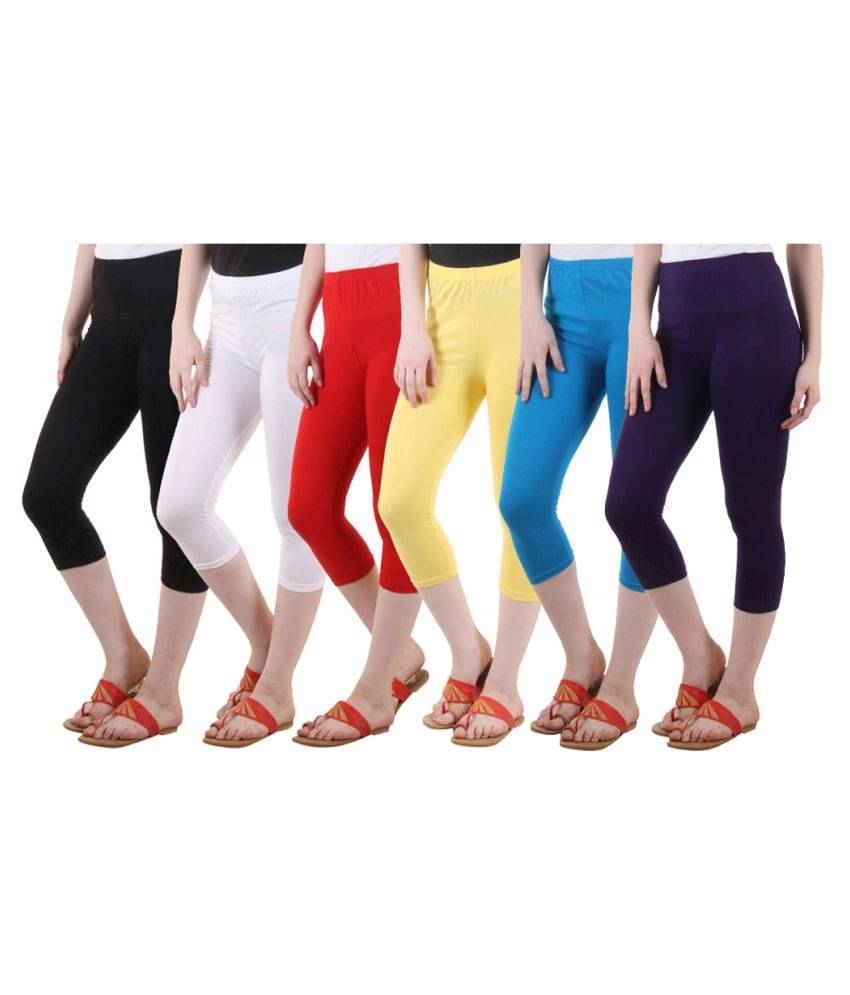 Diaz Multi Color Cotton Lycra Capris Diaz Multi Color Cotton Lycra Capris