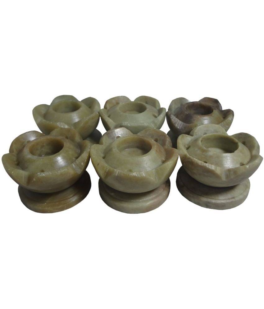     			Avinash Handicrafts Stone Candle Stand Flower shape 4 cm (Set of 6)