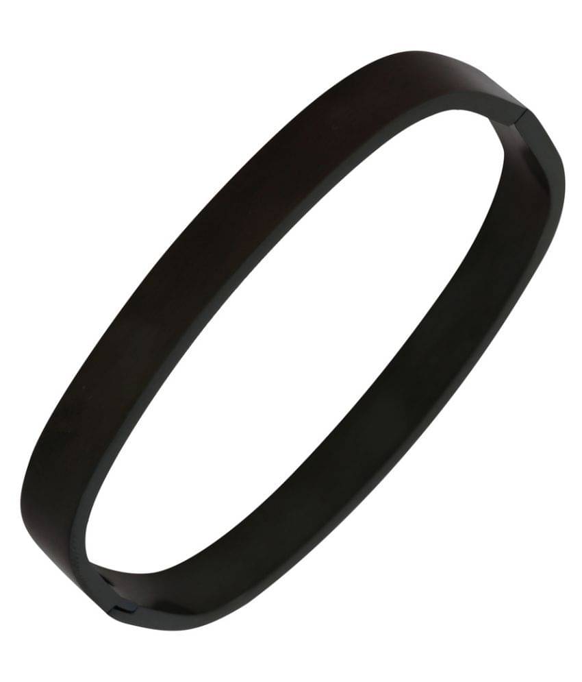 The Jewelbox Openable Black Stainless Steel Cuff Kada Bracelet Bangle For Men The Jewelbox Openable Black Stainless Steel Cuff Kada Bracelet Bangle For Men