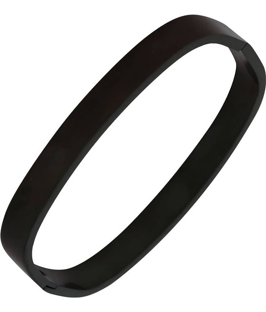 The Jewelbox Openable Black Stainless Steel Cuff Kada Bracelet Bangle For Men - Bangles & Bracelets | Buy online on ZillyBuy