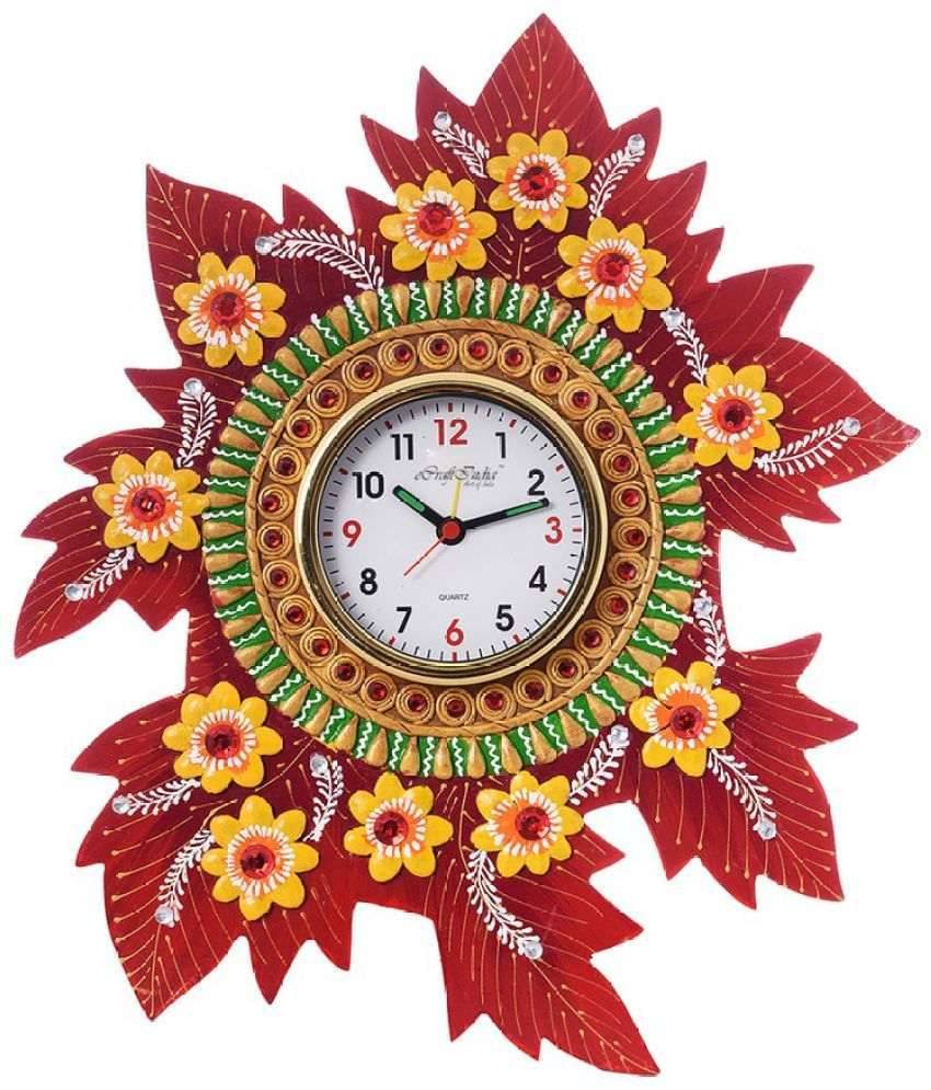 eCraftIndia White Dial Handcrafted 30.48 cm x 35.56 cm Analogue Wall Clock eCraftIndia White Dial Handcrafted 30.48 cm x 35.56 cm Analogue Wall Clock