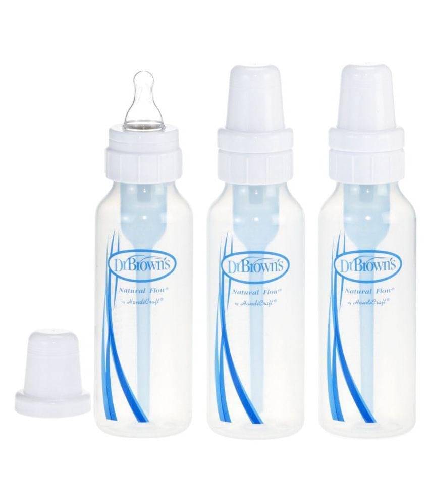 Dr Browns - Transparent 240 ml Feeding Bottle (Pack of 3) Dr Browns - Transparent 240 ml Feeding Bottle (Pack of 3)