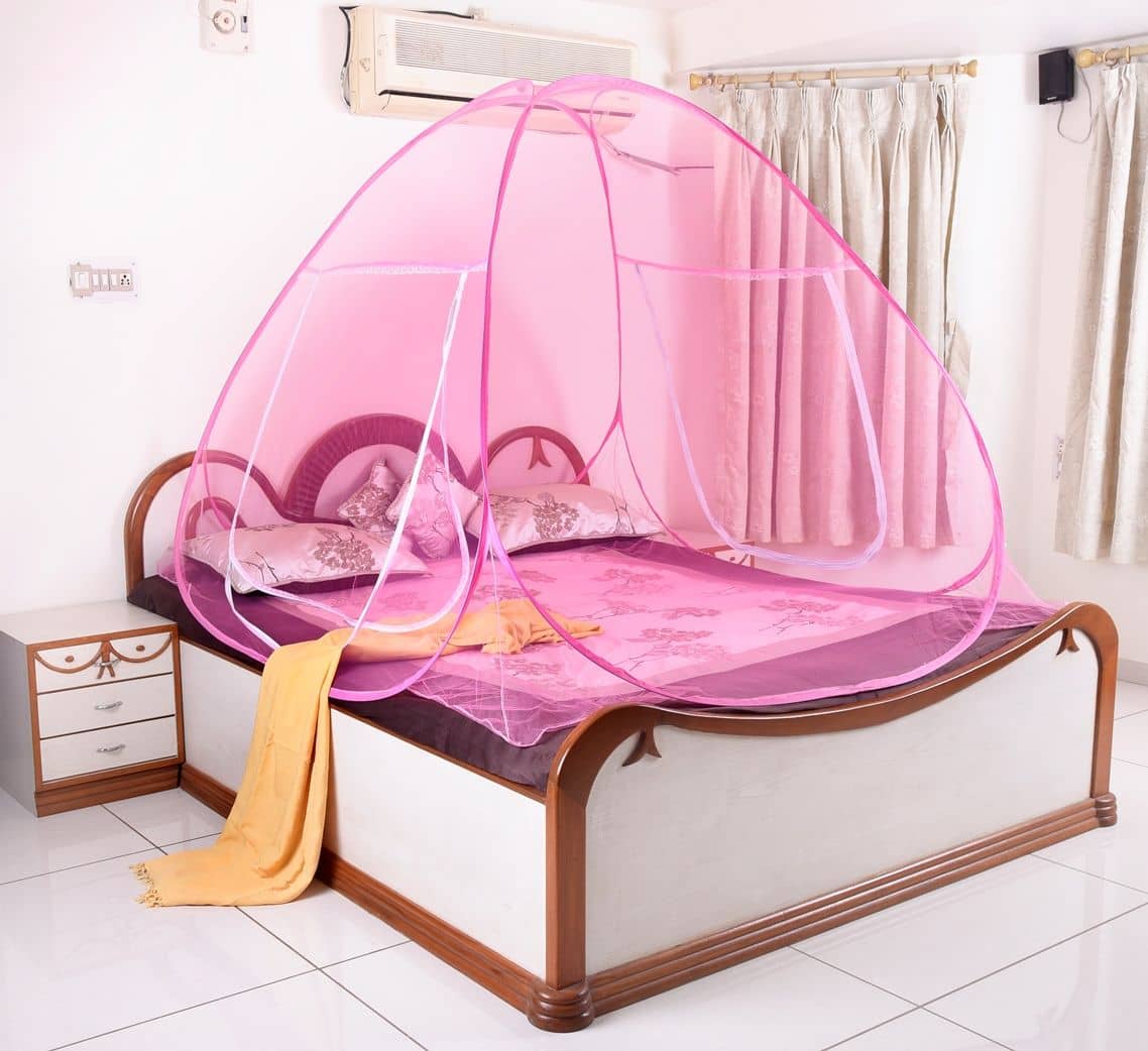 ShopperBay Queen Bedsize Polyester Plain Foldable Mosquito Net, Machardani
