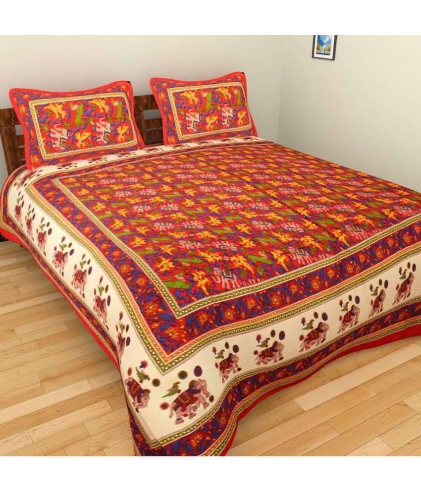     			Uniqchoice Cotton 1 Bedsheet with 2 Pillow Covers ( x )