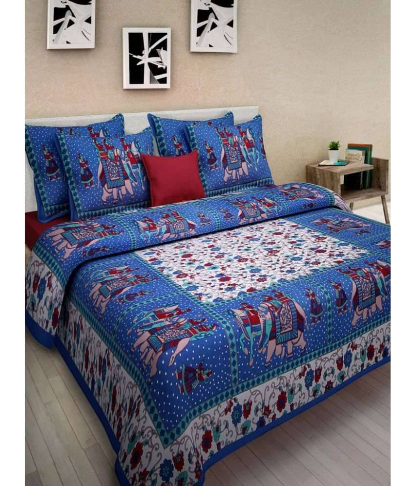     			Uniqchoice Cotton Double Bedsheet ( Blue )
