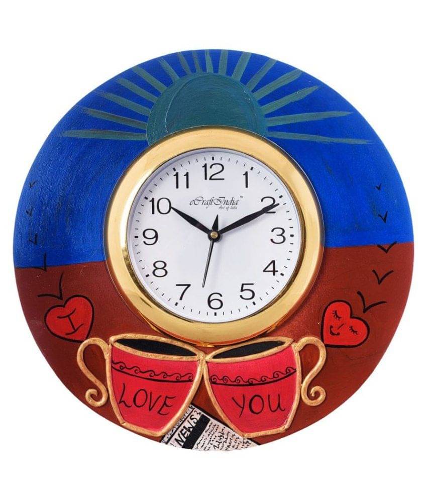 eCraftIndia White Dial Printed Wooden Handcrafted 30.48 cm Analogue Wall Clock eCraftIndia White Dial Printed Wooden Handcrafted 30.48 cm Analogue Wall Clock