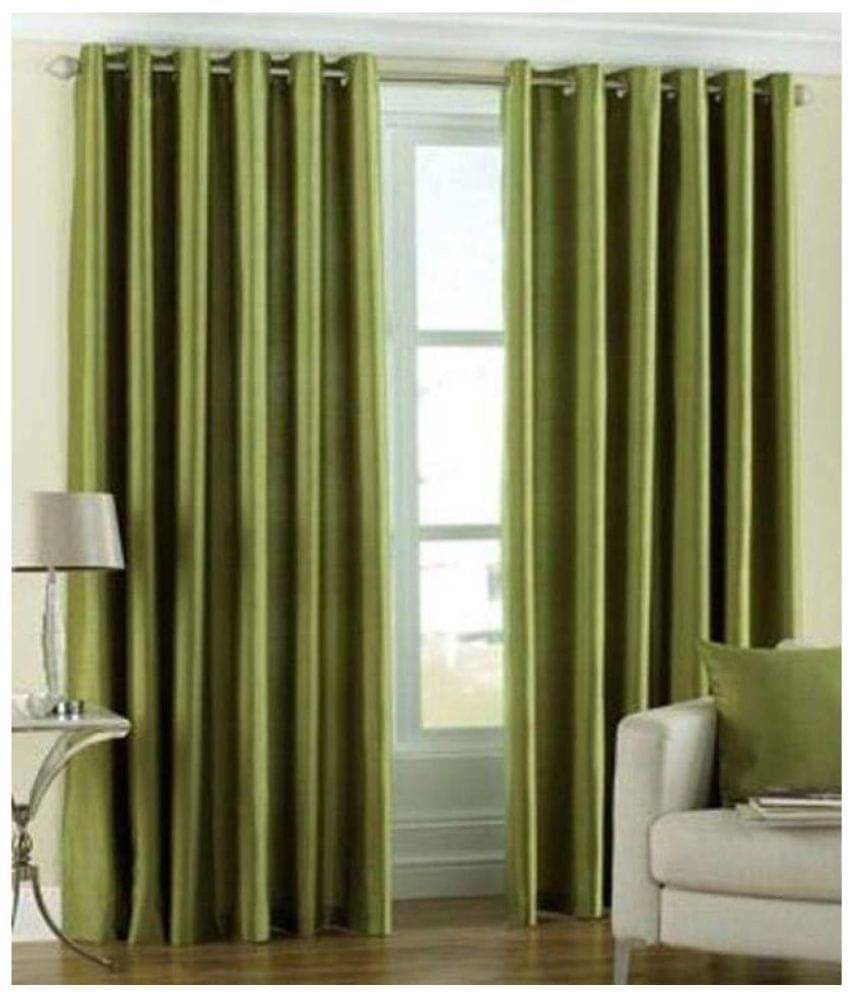     			Tanishka Fabs Semi-Transparent Curtain 5 ft ( Pack of 2 ) - Green