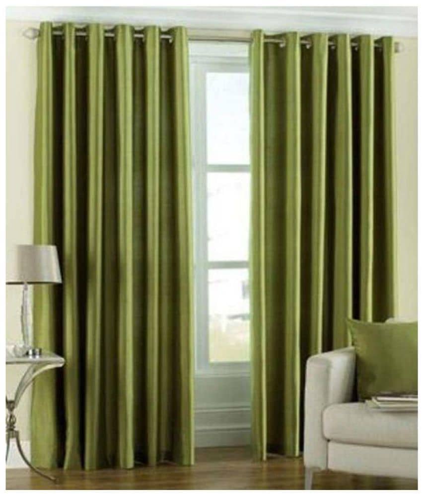 Tanishka Fabs Semi-Transparent Curtain 7 ft ( Pack of 2 ) - Green