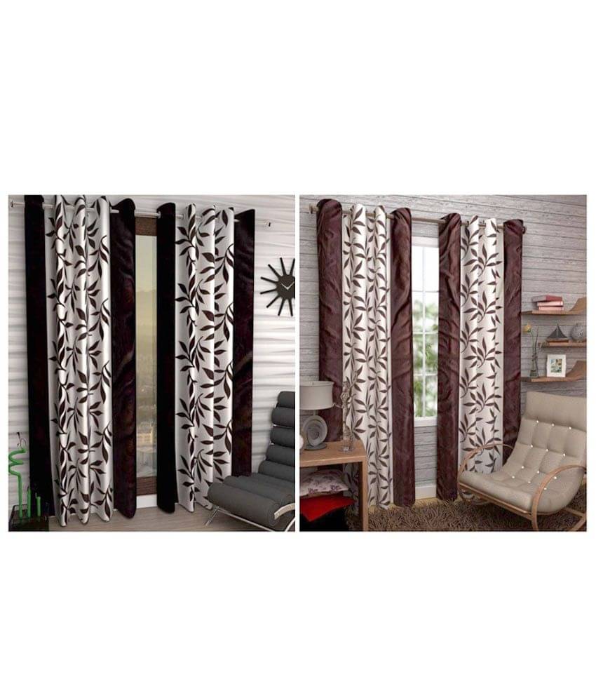 Tanishka Fabs Floral Semi-Transparent Eyelet Door Curtain 7 ft Pack of 2 -Multi Color Tanishka Fabs Floral Semi-Transparent Eyelet Door Curtain 7 ft Pack of 2 -Multi Color