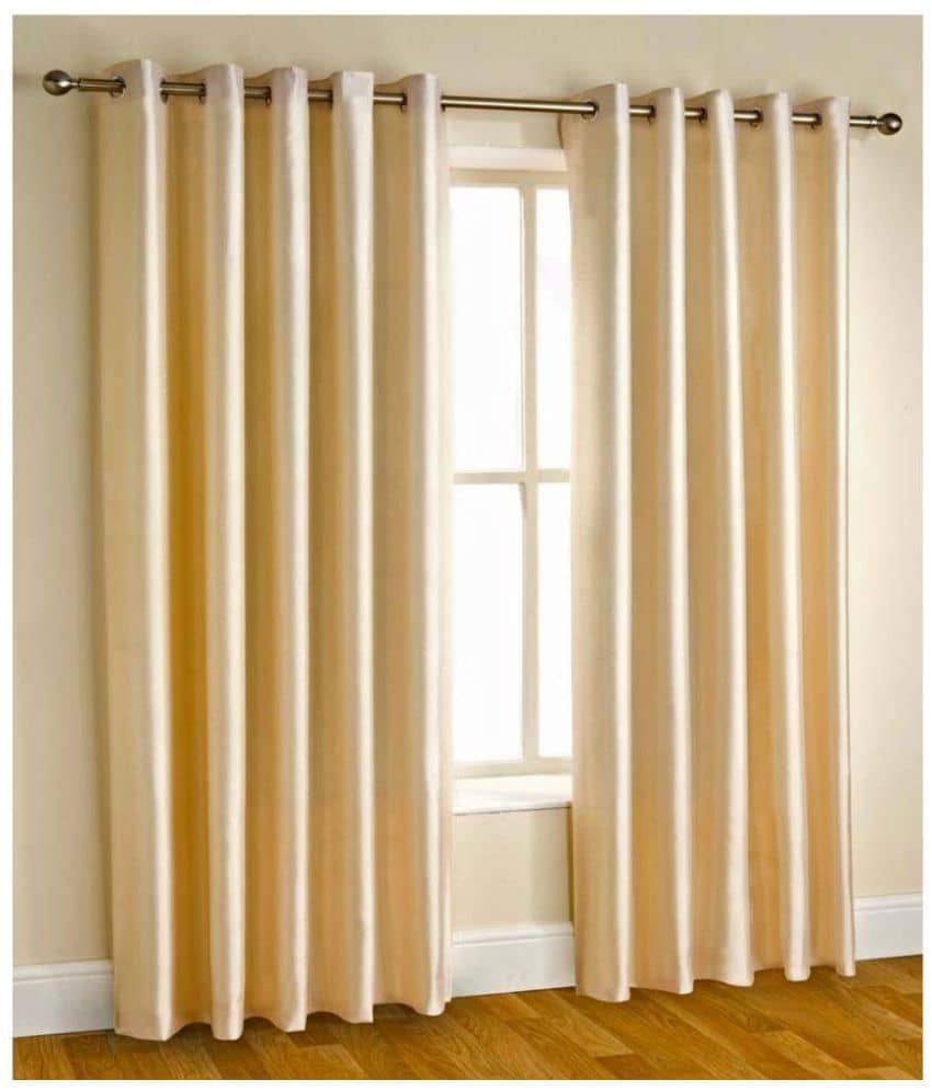 Tanishka Fabs Semi-Transparent Curtain 7 ft ( Pack of 2 ) - Beige