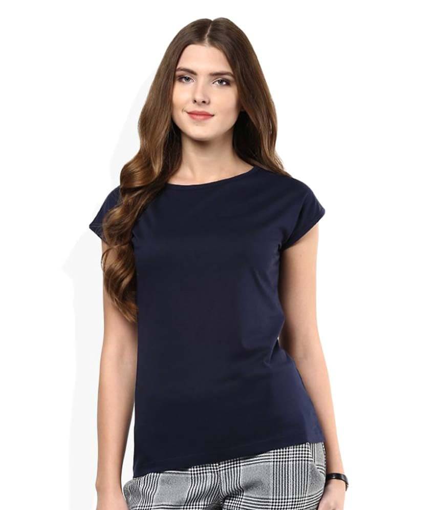 Style Quotient by NOI Women Cotton Regular Fit Round Neck T-Shirt ( Navy ) Style Quotient by NOI Women Cotton Regular Fit Round Neck T-Shirt ( Navy )