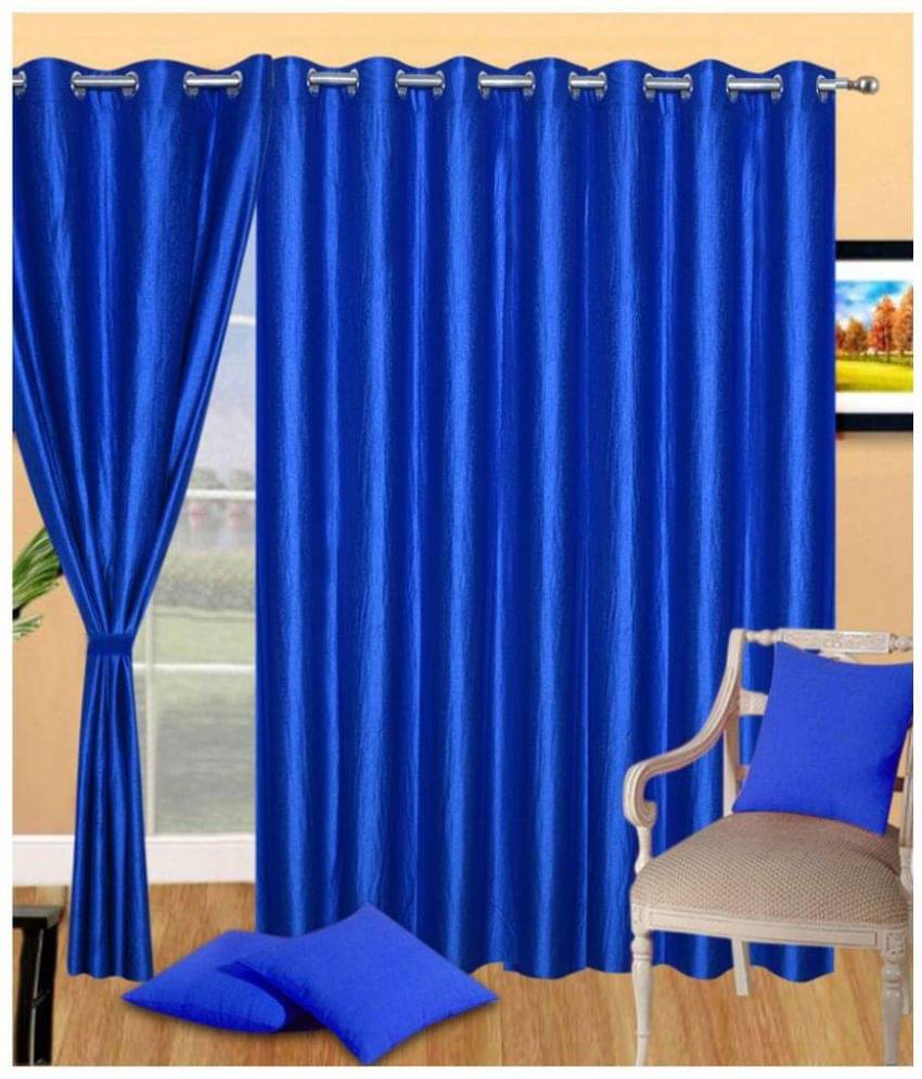 Tanishka Fabs Semi-Transparent Curtain 5 ft ( Pack of 2 ) - Blue Tanishka Fabs Semi-Transparent Curtain 5 ft ( Pack of 2 ) - Blue