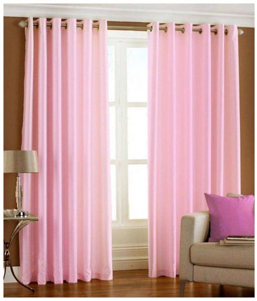     			Tanishka Fabs Semi-Transparent Curtain 5 ft ( Pack of 2 ) - Pink