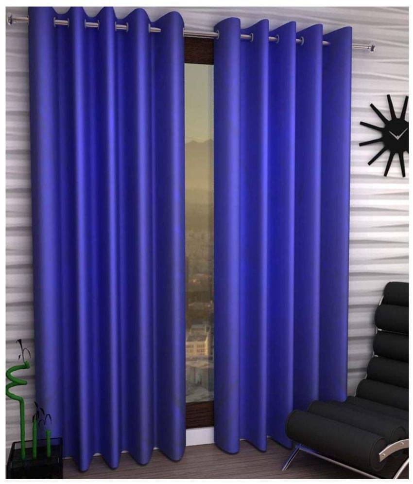 Tanishka Fabs Semi-Transparent Curtain 5 ft ( Pack of 2 ) - Blue Tanishka Fabs Semi-Transparent Curtain 5 ft ( Pack of 2 ) - Blue