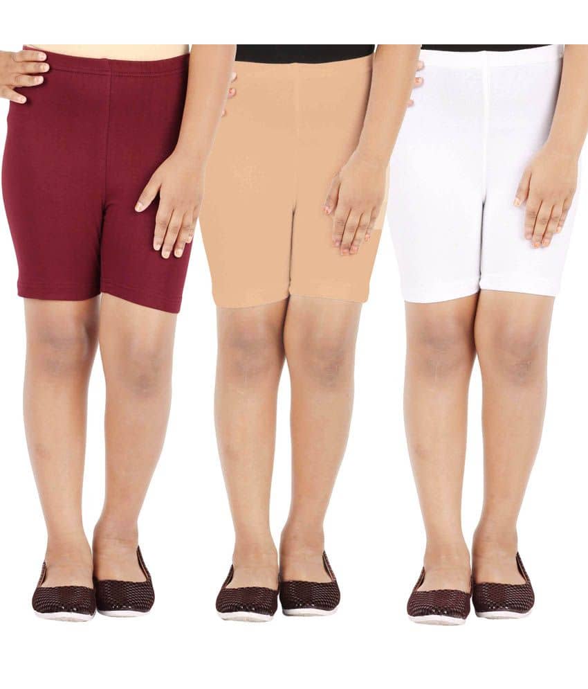 LULA Pack of 3 Girls Cotton Blend Cycling Shorts ( Multicolor ) - Shorts | Buy online on ZillyBuy