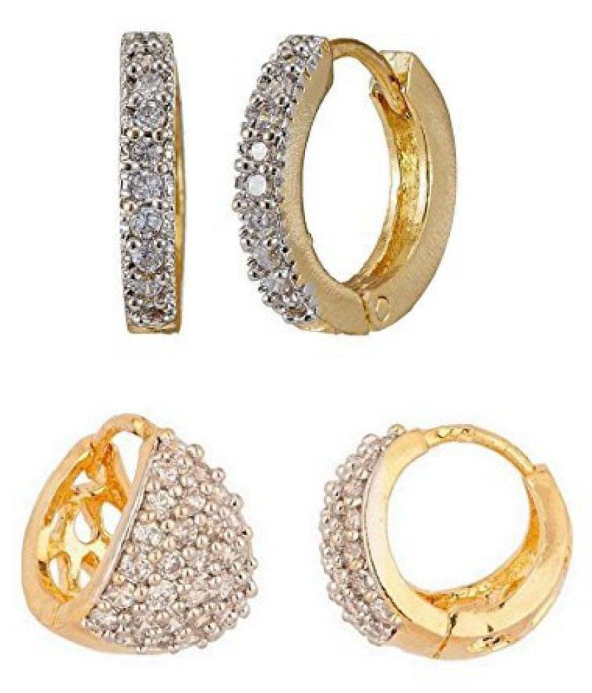     			Youbella Golden Hoop Designer Earrings 2 Pair