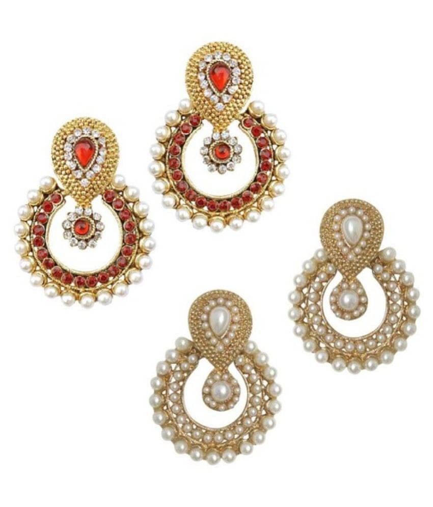 YouBella Multicolour Designer Traditional Drop Earrings Set of 2 YouBella Multicolour Designer Traditional Drop Earrings Set of 2