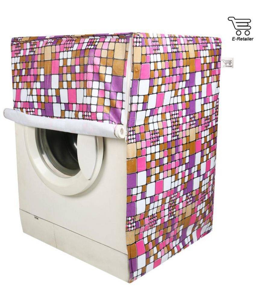 E-Retailer Single PVC Multicolor Square Design Front Loading 5KG To 8KG Washing Machine Covers E-Retailer Single PVC Multicolor Square Design Front Loading 5KG To 8KG Washing Machine Covers