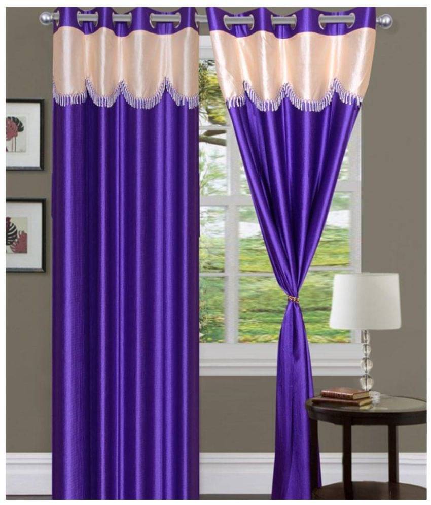 Panipat Textile Hub Solid Semi-Transparent Eyelet Door Curtain 7 ft Pack of 2 -Purple Panipat Textile Hub Solid Semi-Transparent Eyelet Door Curtain 7 ft Pack of 2 -Purple