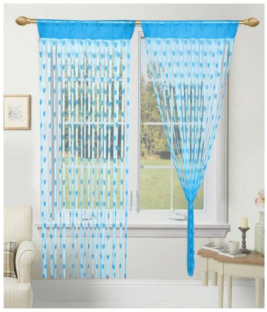 Panipat Textile Hub Printed Semi-Transparent Rod PocketDoor Curtain 7 ft Single -Aqua Panipat Textile Hub Printed Semi-Transparent Rod PocketDoor Curtain 7 ft Single -Aqua