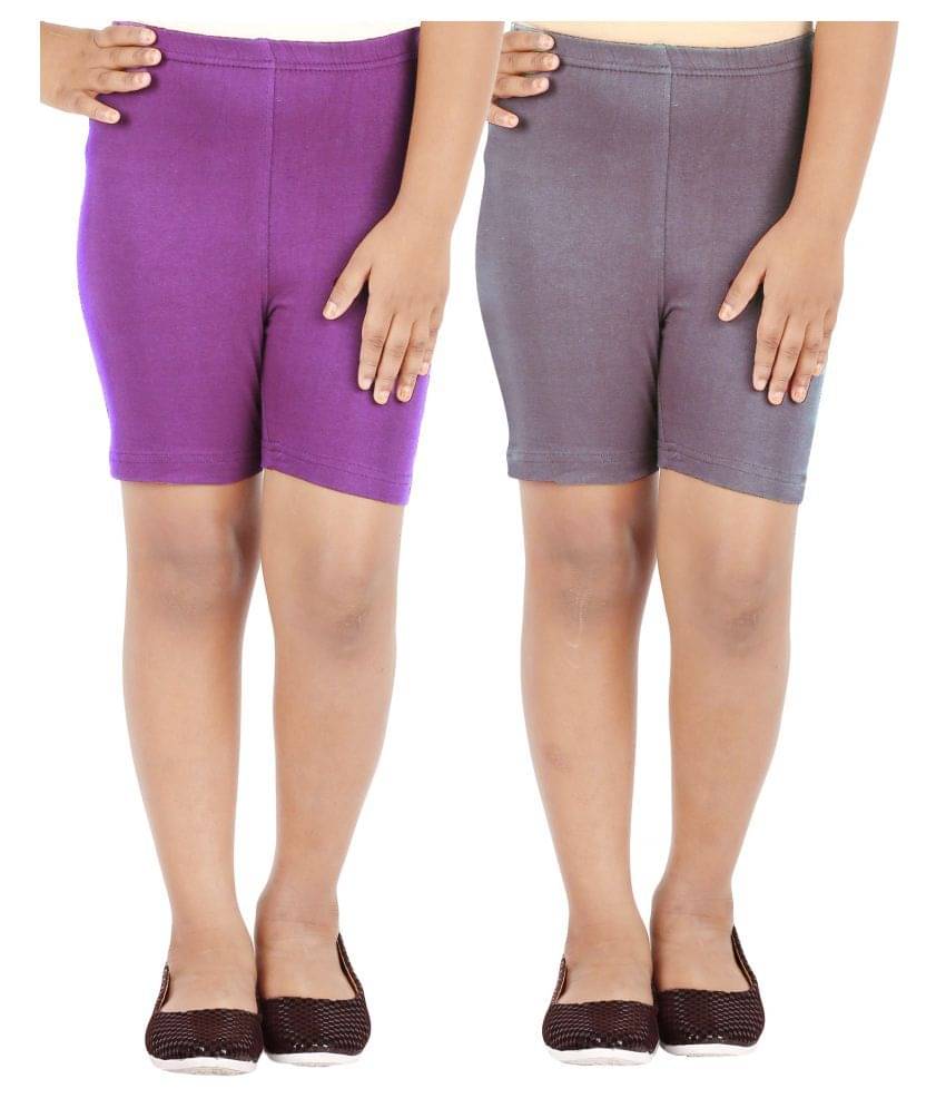     			LULA Pack of 2 Girls Cotton Blend Cycling Shorts ( Multicolor )
