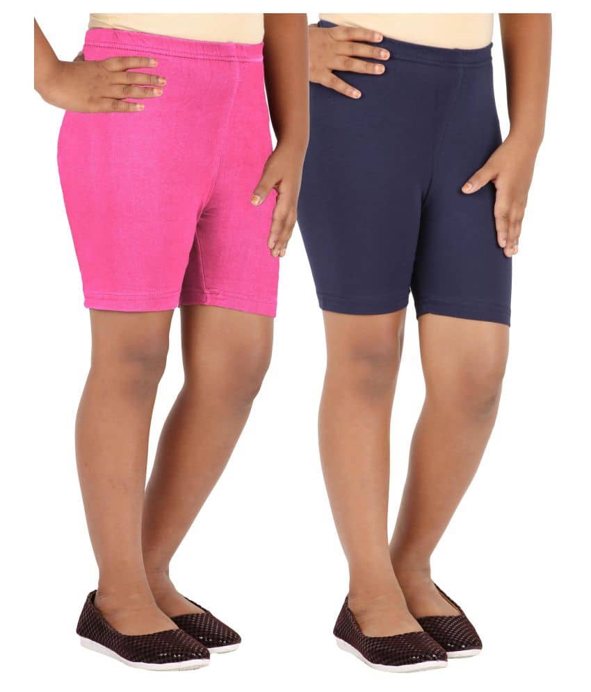 LULA Pack of 2 Girls Cotton Blend Cycling Shorts ( Multicolor ) - Shorts | Buy online on ZillyBuy