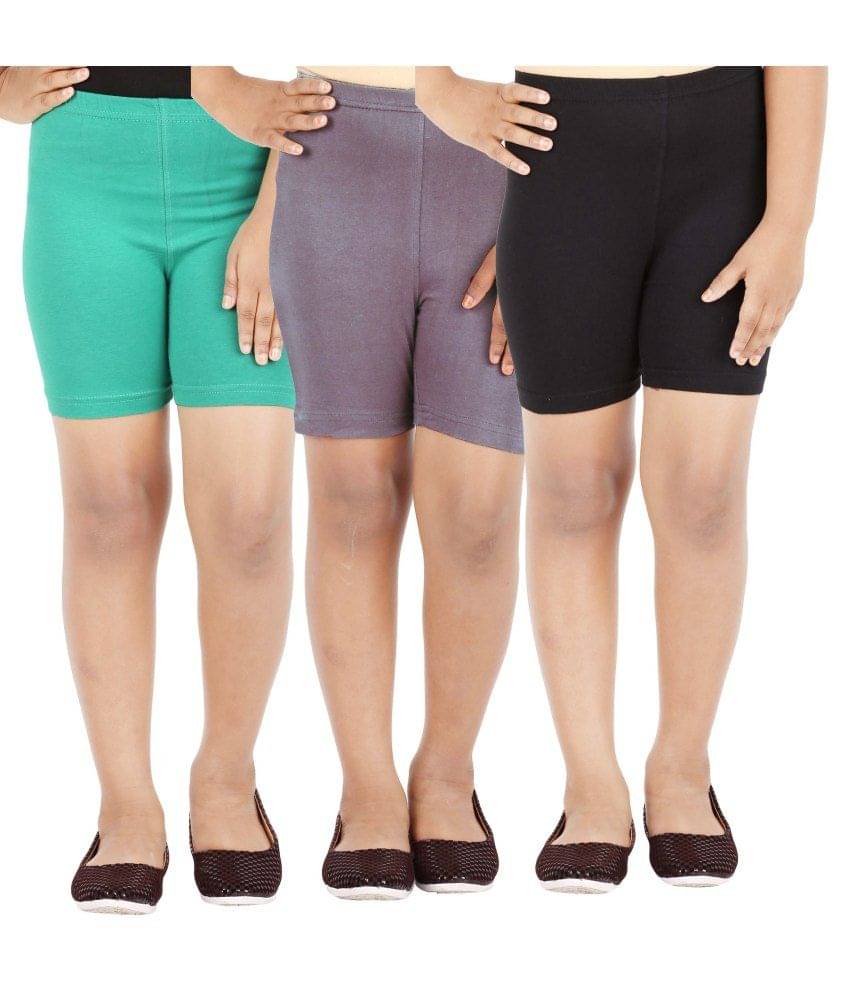     			LULA Pack of 3 Girls Cotton Blend Cycling Shorts ( Multicolor )