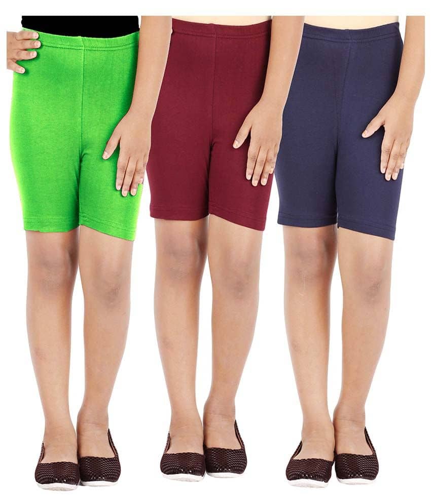 LULA Pack of 3 Girls Cotton Blend Cycling Shorts ( Multicolor ) - Shorts | Buy online on ZillyBuy