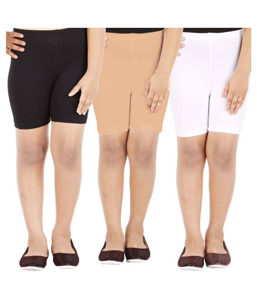     			LULA Pack of 3 Girls Cotton Blend Cycling Shorts ( Multicolor )