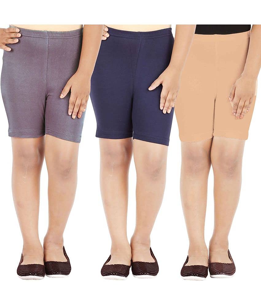 LULA Pack of 3 Girls Cotton Blend Cycling Shorts ( Multicolor ) - Shorts | Buy online on ZillyBuy