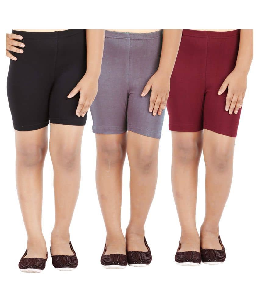 LULA Pack of 3 Girls Cotton Blend Cycling Shorts ( Multicolor ) - Shorts | Buy online on ZillyBuy