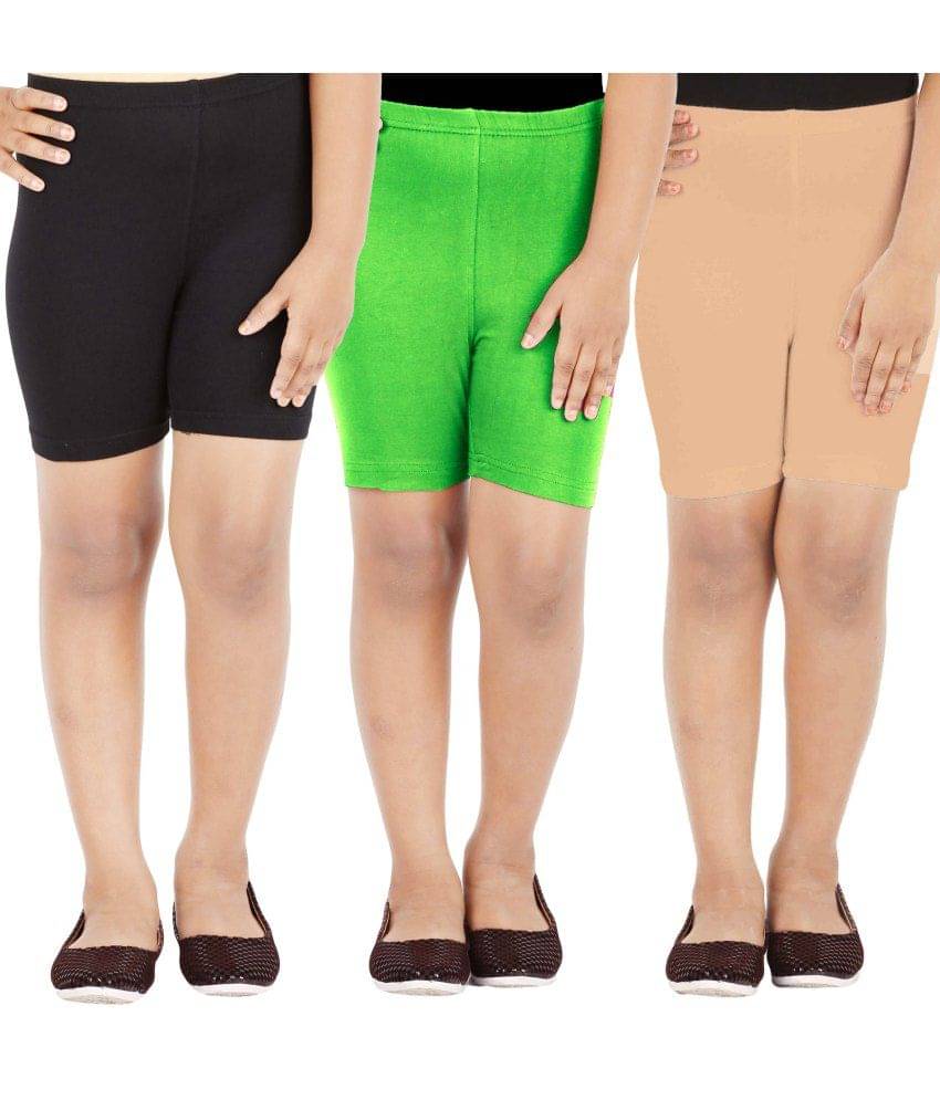     			LULA Pack of 3 Girls Cotton Blend Cycling Shorts ( Multicolor )