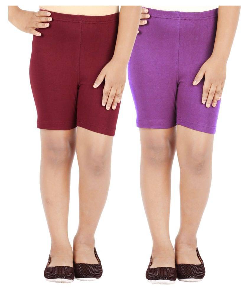     			LULA Pack of 2 Girls Cotton Blend Cycling Shorts ( Multicolor )