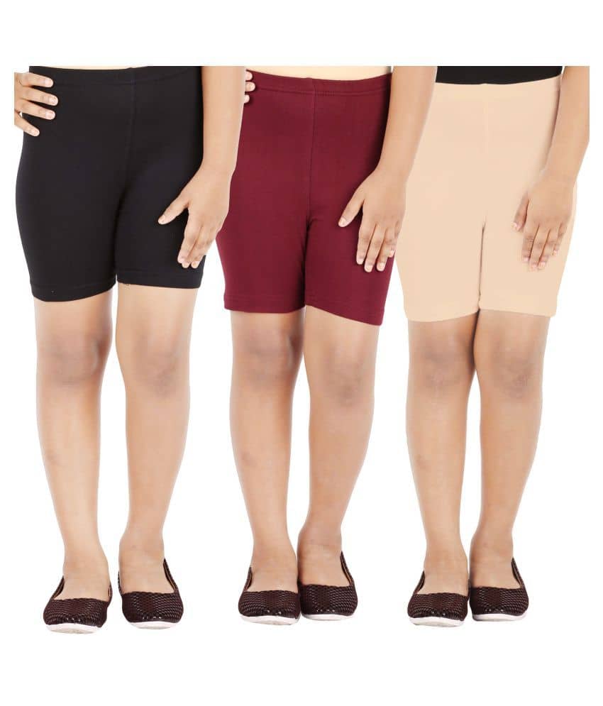 LULA Pack of 3 Girls Cotton Blend Cycling Shorts ( Multicolor ) - Shorts | Buy online on ZillyBuy