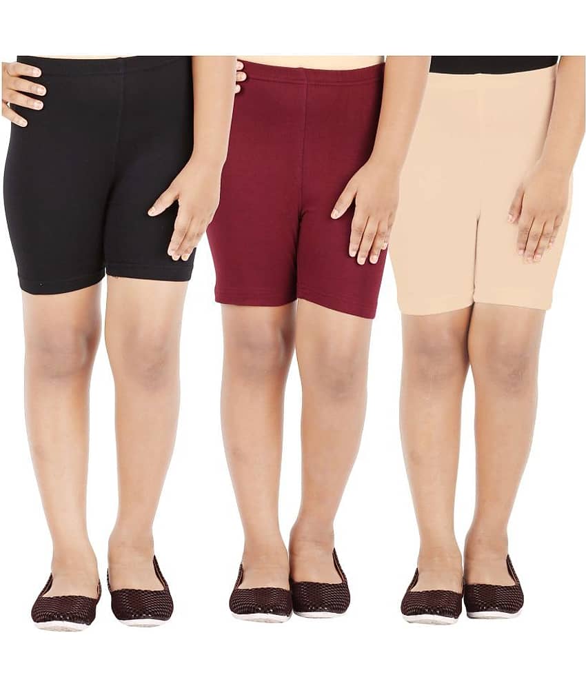 LULA Pack of 3 Girls Cotton Blend Cycling Shorts ( Multicolor ) - Shorts | Buy online on ZillyBuy