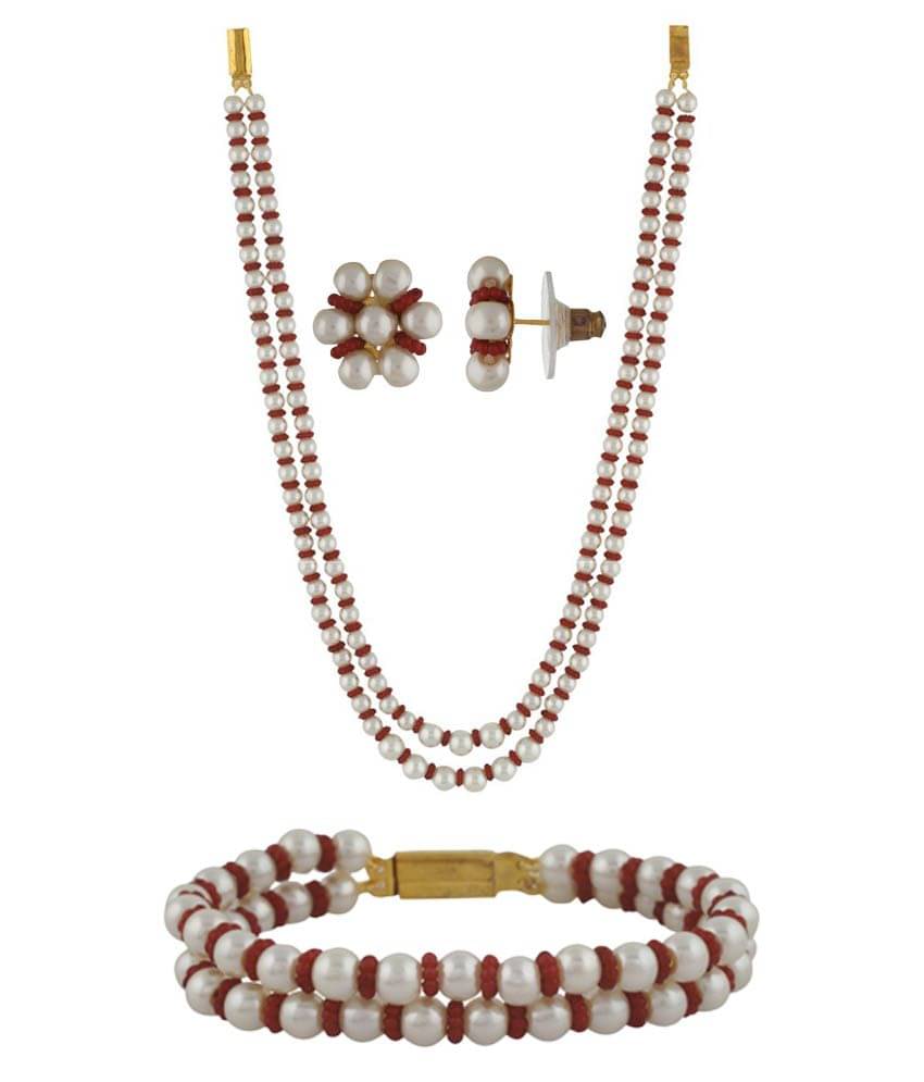     			Vishakapearlsandjewellers Multicolour Necklace Set Combo