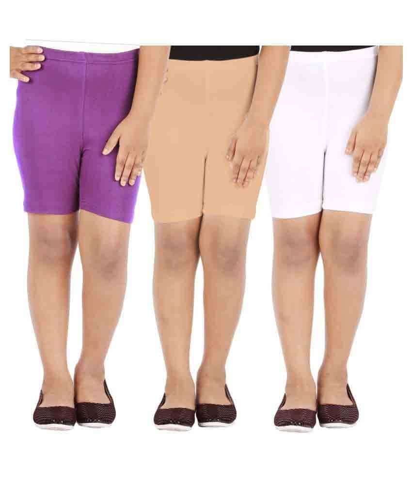 LULA Pack of 3 Girls Cotton Blend Cycling Shorts ( Multicolor ) - Shorts | Buy online on ZillyBuy