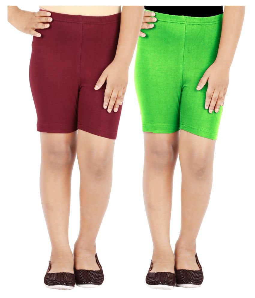 LULA Pack of 2 Girls Cotton Blend Cycling Shorts ( Multicolor ) - Shorts | Buy online on ZillyBuy
