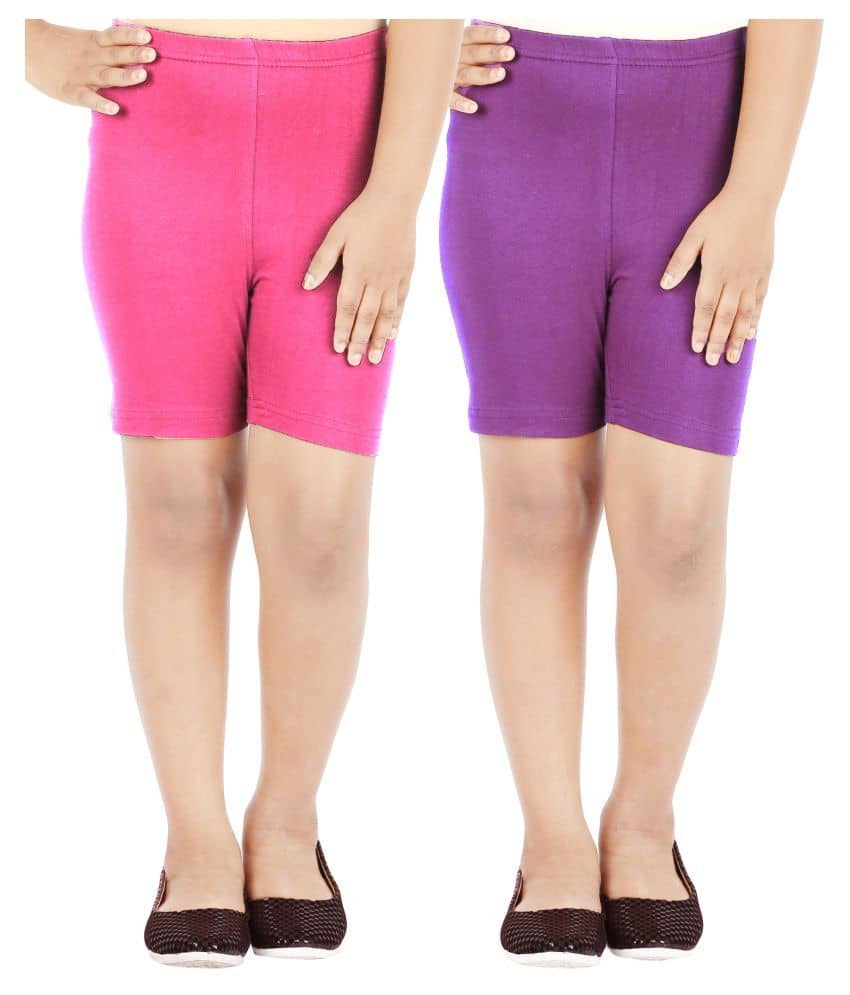 LULA Pack of 2 Girls Cotton Blend Cycling Shorts ( Multicolor ) - Shorts | Buy online on ZillyBuy