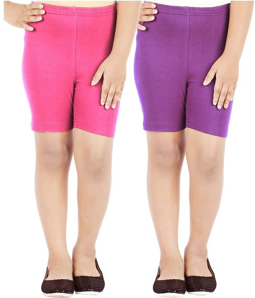 LULA Pack of 2 Girls Cotton Blend Cycling Shorts ( Multicolor ) - Shorts | Buy online on ZillyBuy