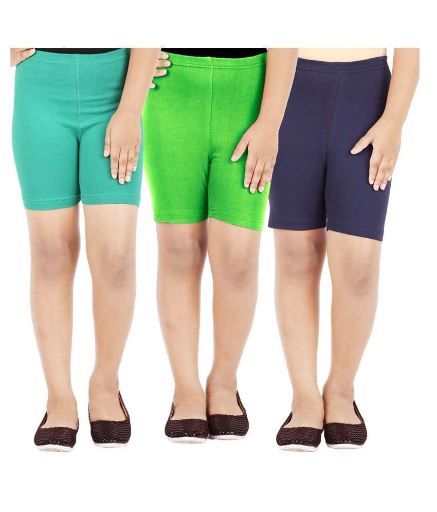 LULA Pack of 3 Girls Cotton Blend Cycling Shorts ( Multicolor ) - Shorts | Buy online on ZillyBuy