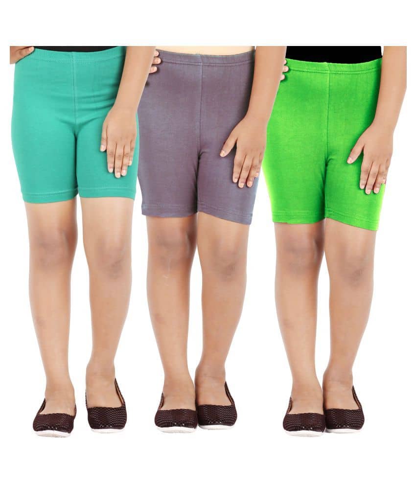 LULA Pack of 3 Girls Cotton Blend Cycling Shorts ( Multicolor ) - Shorts | Buy online on ZillyBuy