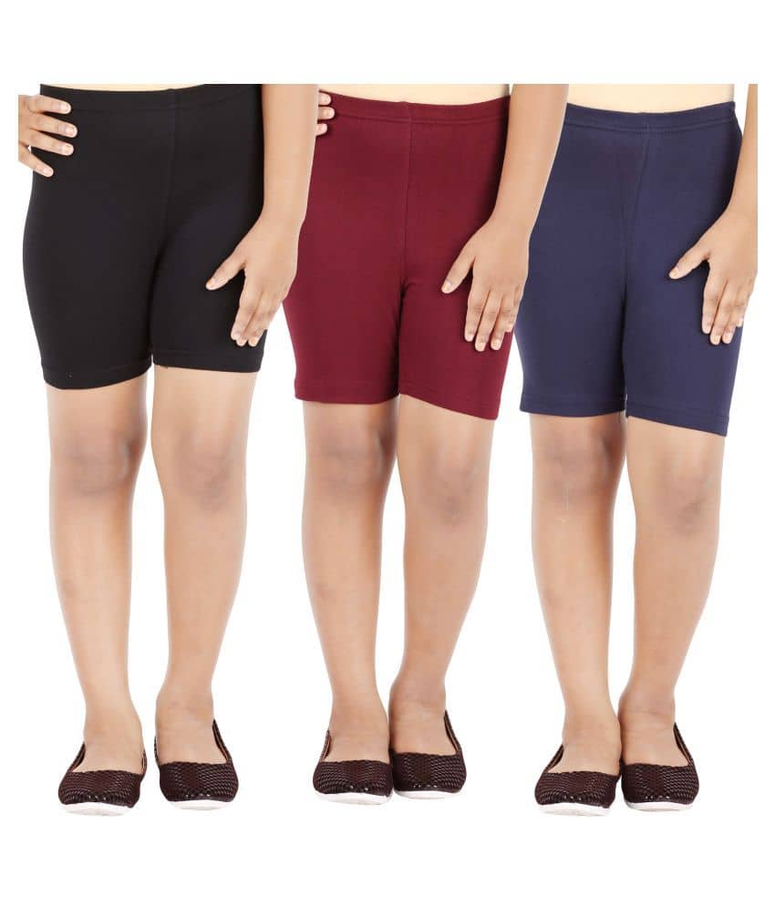 LULA Pack of 3 Girls Cotton Blend Cycling Shorts ( Multicolor ) - Shorts | Buy online on ZillyBuy