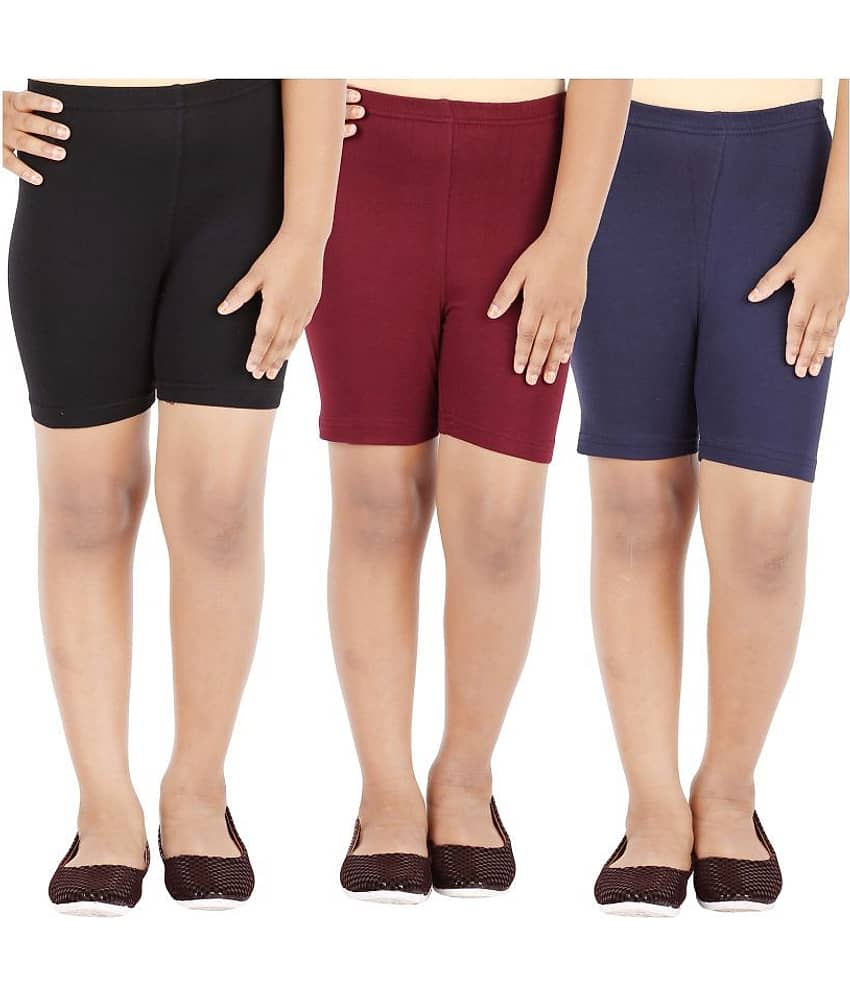 LULA Pack of 3 Girls Cotton Blend Cycling Shorts ( Multicolor ) - Shorts | Buy online on ZillyBuy