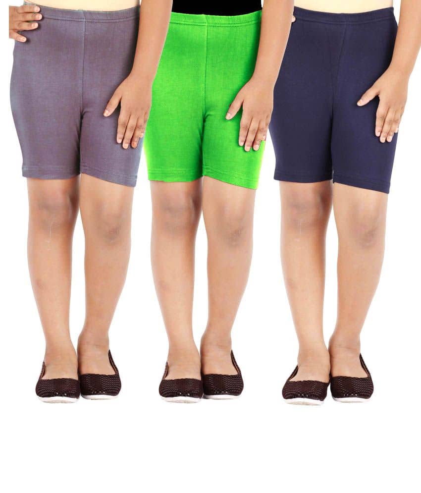 LULA Pack of 3 Girls Cotton Blend Cycling Shorts ( Multicolor ) - Shorts | Buy online on ZillyBuy