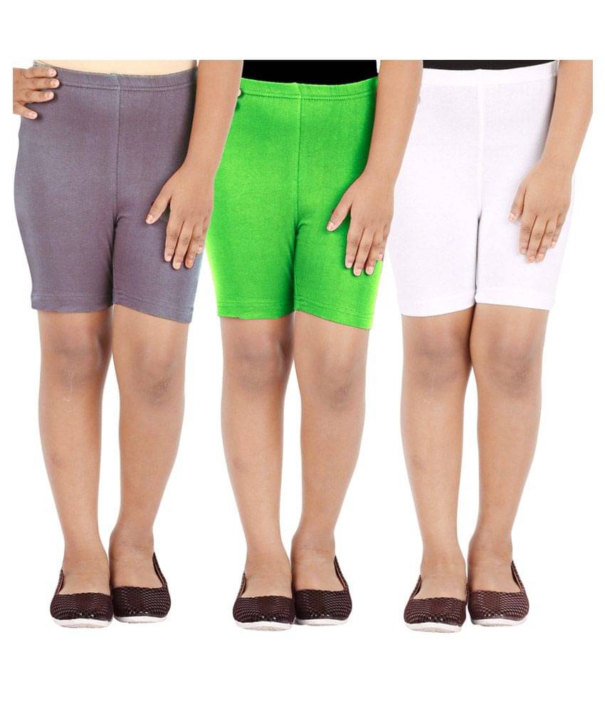     			LULA Pack of 3 Girls Cotton Blend Cycling Shorts ( Multicolor )