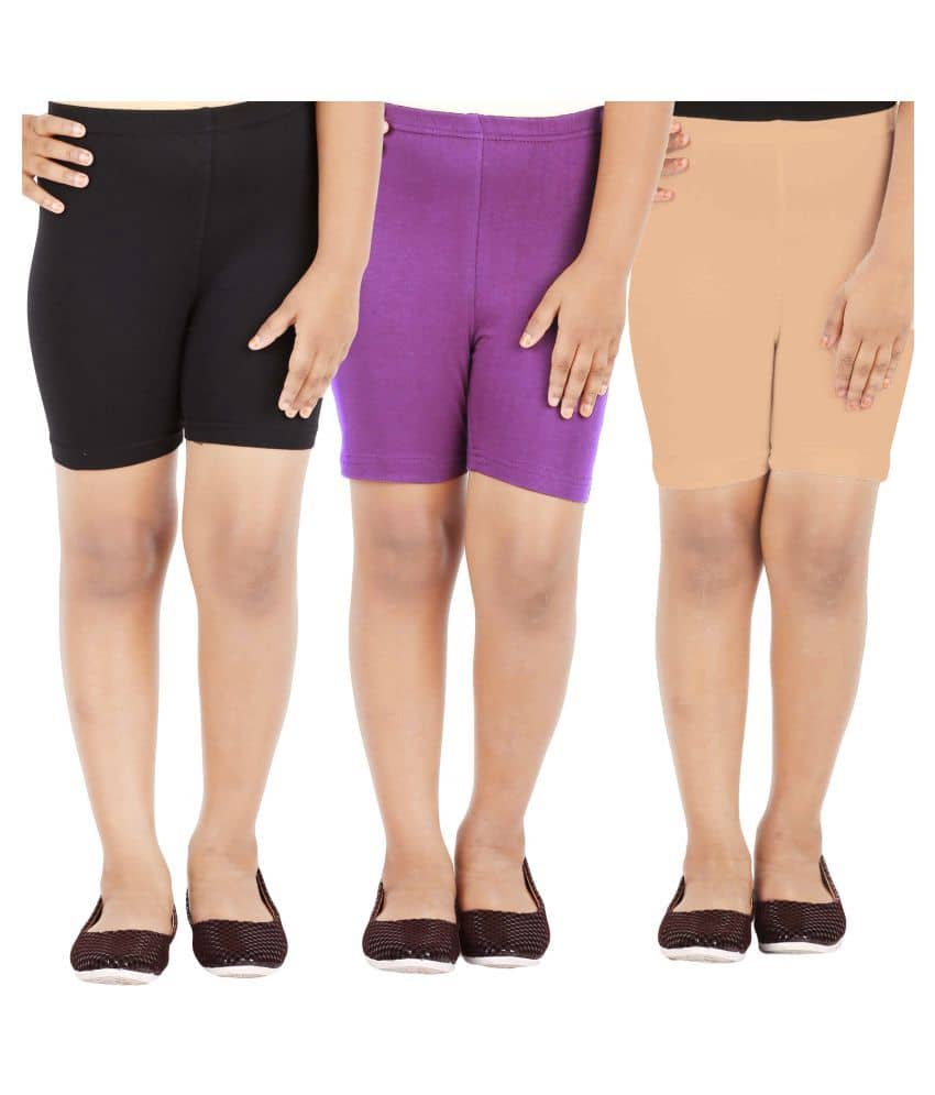 LULA Pack of 3 Girls Cotton Blend Cycling Shorts ( Multicolor ) - Shorts | Buy online on ZillyBuy